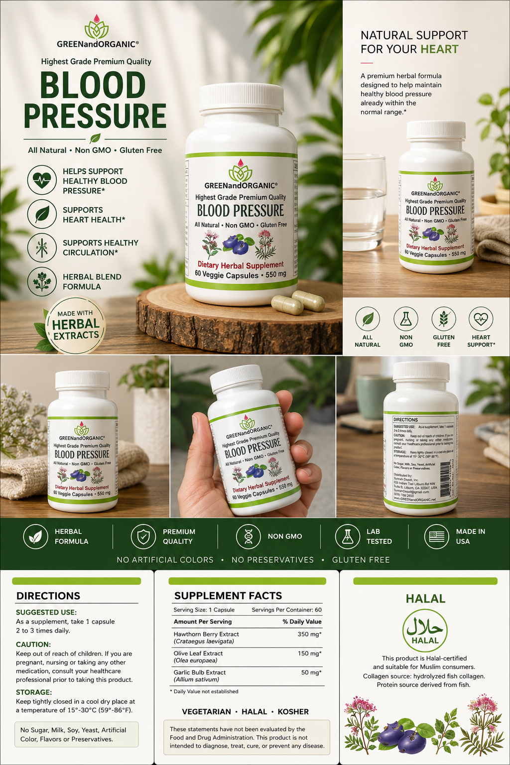 GREENandORGANIC® Premium Blood Pressure capsule (Halal)