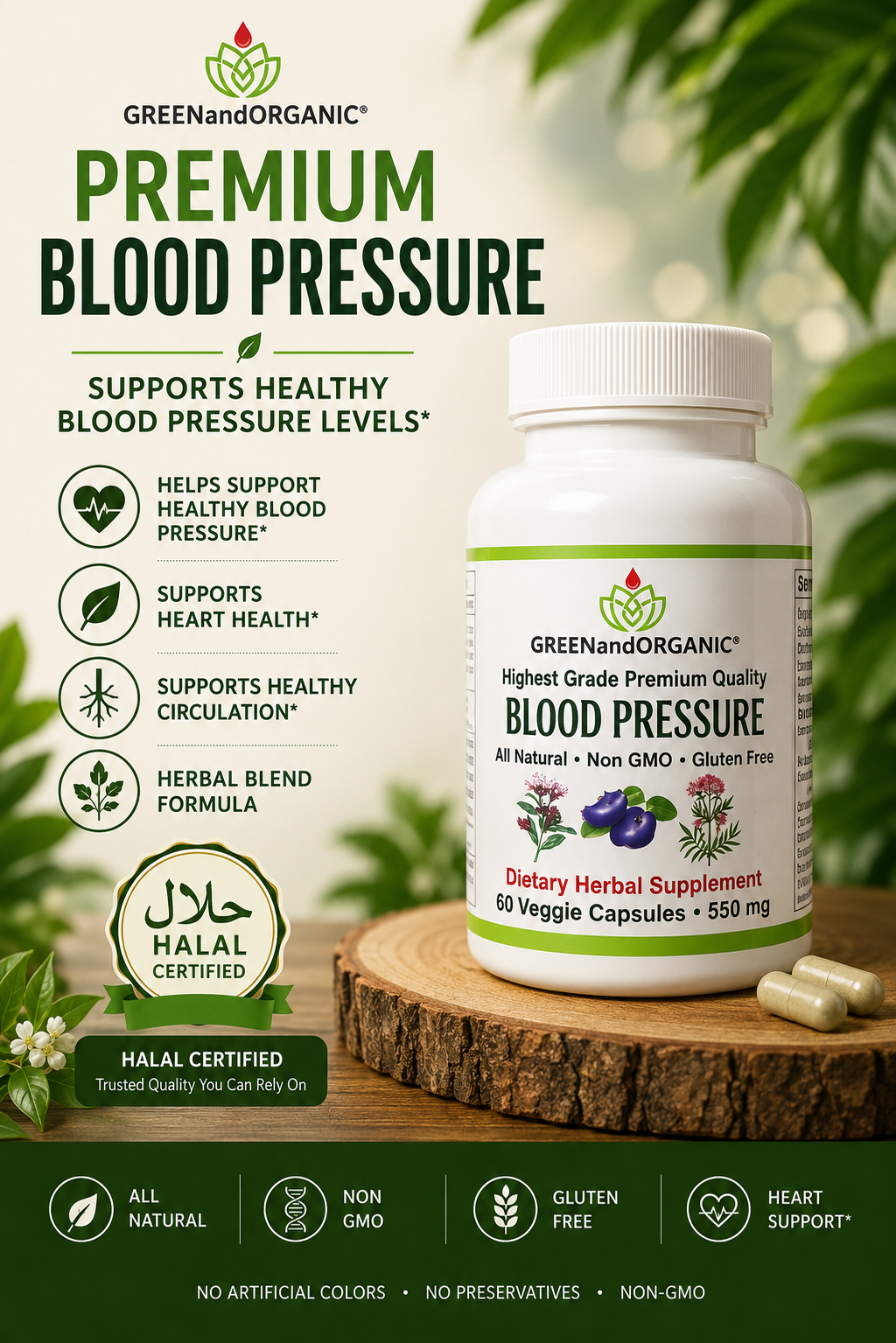 GREENandORGANIC® Premium Blood Pressure capsule (Halal)